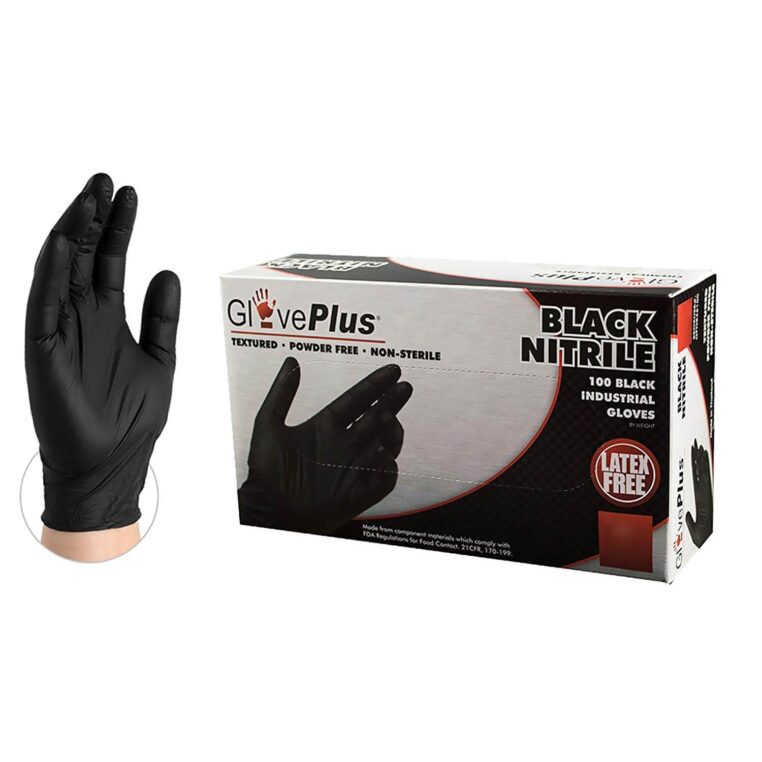 AMMEX GlovePlus Industrial Black Nitrile Gloves