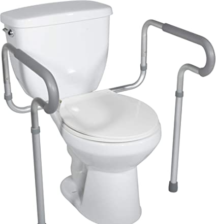 HEALTHLINE Toilet Safety Frame, Bathroom Safety Rail with Toilet Seat Assist Handrail Grab Bar, Medical Supply for Elderly, Adjustable Legs and Arm