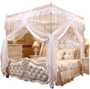 Mengersi Princess 4 Corners Post Bed Curtain Canopy Mosquito Netting
