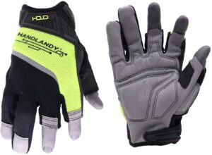HANDLANDY Framer Work Gloves Open-Finger Carpenters Gloves