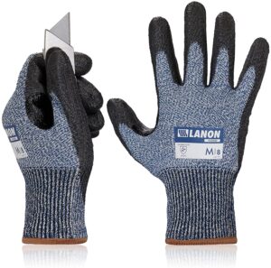 LANON Cut Resistant Work Gloves with PU Coated Palm