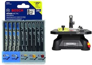 Rockwell RK7323 Blade Runner X2 Portable Tabletop Saw with 10-Piece Assorted T-Shank Jig Saw Blade Set