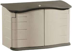 Rubbermaid - FG374801OLVSS Small Horizontal Resin Weather Resistant Outdoor Garden Storage Shed