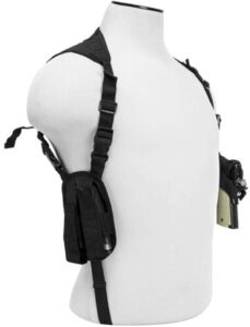 VISM by NcStar Ambidextrous Horizontal Shoulder Holster with Double Magazine Holder