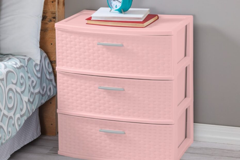 Sterilite 3 Drawer Wide Weave Tower Blush Pink